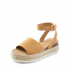 Ankle Strap Platform Espadrille Sandals CAMAL SUEDE -DREAM PAIRS Sales 0900 CAMEL 1