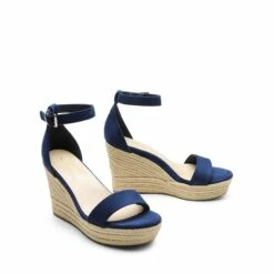 Platform One Strap Espadrille Wedge Sandals NAVY -DREAM PAIRS Sales 0901 NAVY5