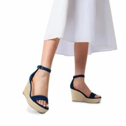 Platform One Strap Espadrille Wedge Sandals NAVY -DREAM PAIRS Sales 0901 NAVY7