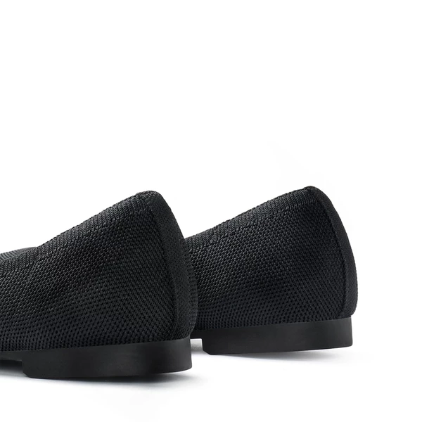 Elegant Knitted Cap Toe Flats BLACK 4 Elegant Knitted Cap Toe Flats BLACK - Image 2