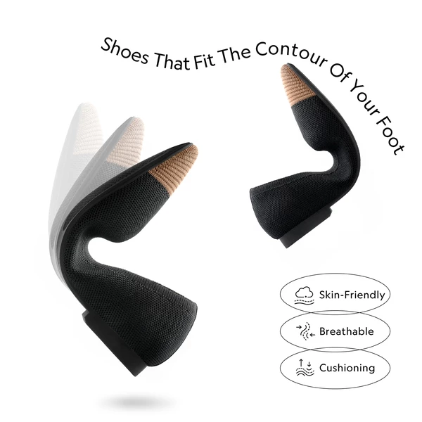 Elegant Knitted Cap Toe Flats BLACK 7 Elegant Knitted Cap Toe Flats BLACK - Image 5