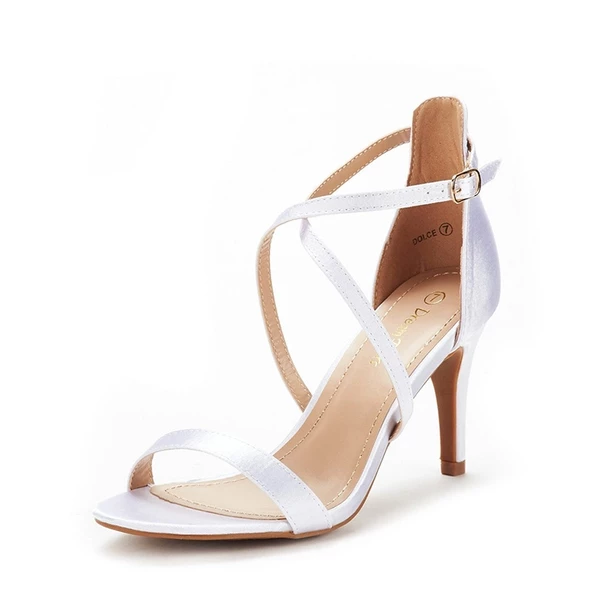Criss Cross Stiletto Pump Heels Sandals WHITE 4 Criss Cross Stiletto Pump Heels Sandals WHITE - Image 2