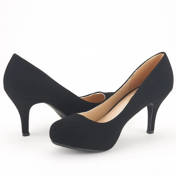 Classic Closed Toe 3 Inch Heels Pumps BLACK NUBUCK 5 Classic Closed Toe 3 Inch Heels Pumps BLACK NUBUCK - Image 3