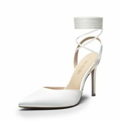 Lace-Up High Stilleto Pumps WHITE-SATIN -DREAM PAIRS Sales 0906 WHITE SATIN1 1