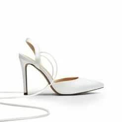Lace-Up High Stilleto Pumps WHITE-SATIN -DREAM PAIRS Sales 0906 WHITE SATIN2