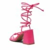 Square Toe Lace Up Block Heel Sandals HOT PINK -DREAM PAIRS Sales 0908 HOT PINK 3