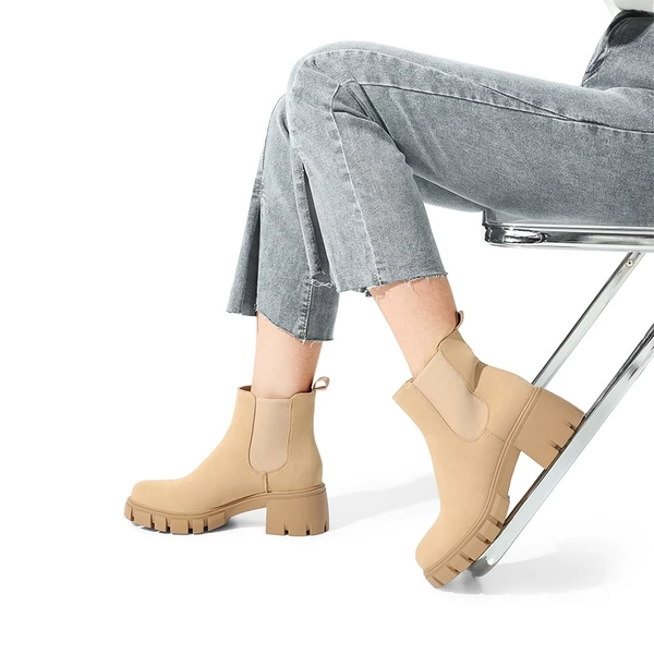 Chunky Lug Sole Chelsea Boots NUDE 4 Chunky Lug Sole Chelsea Boots NUDE - Image 2