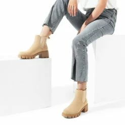 Chunky Lug Sole Chelsea Boots NUDE 14 Chunky Lug Sole Chelsea Boots NUDE -DREAM PAIRS Sales 0910 NUDE 7