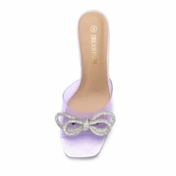 Satin Double Bow Square Toe Transparent Heel Sandals PURPLE -DREAM PAIRS Sales 0912 PURPLE 4