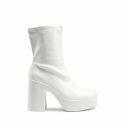 Square Toe Platform Chunky Ankle Boots WHITE -DREAM PAIRS Sales 0913 WHITE 2