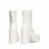 Square Toe Platform Chunky Ankle Boots WHITE -DREAM PAIRS Sales 0913 WHITE 4