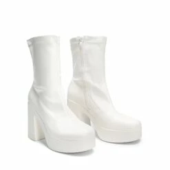 Square Toe Platform Chunky Ankle Boots WHITE -DREAM PAIRS Sales 0913 WHITE 5