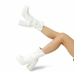 Square Toe Platform Chunky Ankle Boots WHITE -DREAM PAIRS Sales 0913 WHITE 7