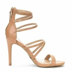 High Heel Strappy Pump Sandals NUDE PU