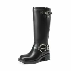 Knee-high Motorcycle Boots BLACK -DREAM PAIRS Sales 0917 BLACK1