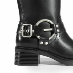 Knee-high Motorcycle Boots BLACK