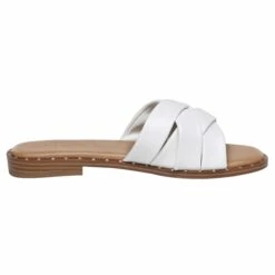 Studded Flat Slide Sandals WHITE -DREAM PAIRS Sales 0919 DREAM PAIRS Women DSS211 WHITE 2 e3e39d67 a40d 49a6 a1ea a988900f70f4