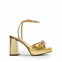 Double Bowknots Rhinestone Chunky Sandals GOLD-PAT 16 Double Bowknots Rhinestone Chunky Sandals GOLD-PAT -DREAM PAIRS Sales 0919 GOLD PAT2