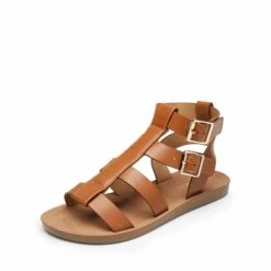 Cushioned Adjustable Gladiator Flat Sandals TAN -DREAM PAIRS Sales 0920 tan201