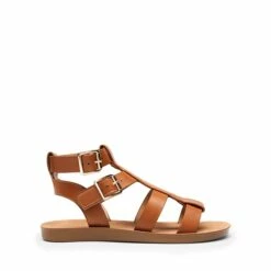 Cushioned Adjustable Gladiator Flat Sandals TAN -DREAM PAIRS Sales 0920 tan202