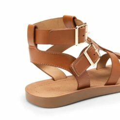 Cushioned Adjustable Gladiator Flat Sandals TAN -DREAM PAIRS Sales 0920 tan205