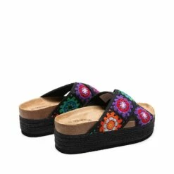 Raffia Flatform Flat Sandals BLACK MULTI -DREAM PAIRS Sales 0921 BLACK20MULTI3