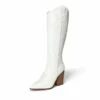 Pointed Toe Embroidered Cowboy Boots WHITE -DREAM PAIRS Sales 0921 WHITE 30 1