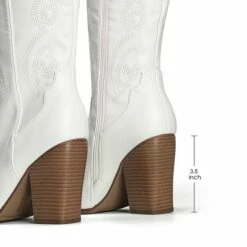 Pointed Toe Embroidered Cowboy Boots WHITE 10 Pointed Toe Embroidered Cowboy Boots WHITE -DREAM PAIRS Sales 0922 WHITE 30 4