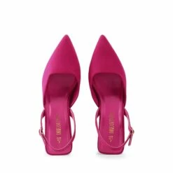 Pointed-Toe Slingback Kitten Heel Pumps HOT PINK