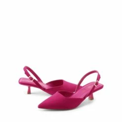 Pointed-Toe Slingback Kitten Heel Pumps HOT PINK -DREAM PAIRS Sales 0925 HOT PINK 6
