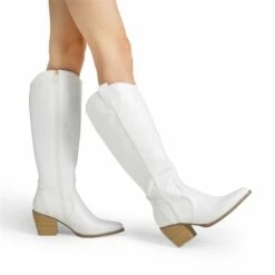 Dallas Embroidered Western Cowboy Knee High Boots WHITE -DREAM PAIRS Sales 0928 white201