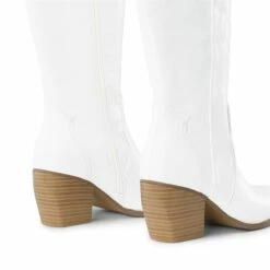 Dallas Embroidered Western Cowboy Knee High Boots WHITE