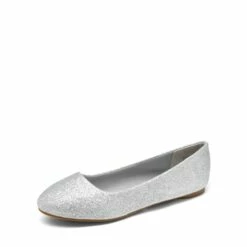 Wide Width Comfortable Ballerina Sparkly Flats SILVER-GLITTER 9 Wide Width Comfortable Ballerina Sparkly Flats SILVER-GLITTER -DREAM PAIRS Sales 0929 222