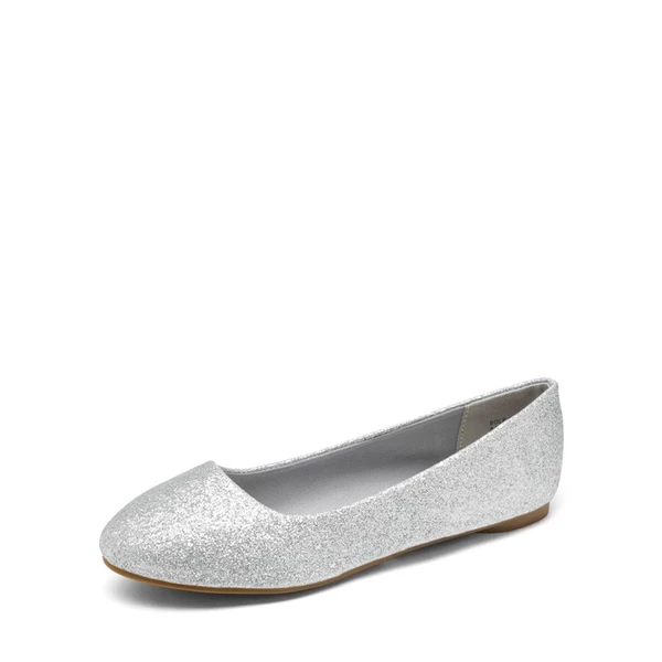 Wide Width Comfortable Ballerina Sparkly Flats SILVER-GLITTER 6 Wide Width Comfortable Ballerina Sparkly Flats SILVER-GLITTER - Image 4