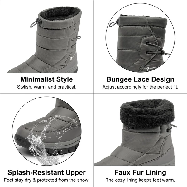 Faux Fur Waterproof Snow Boots GREY 4 Faux Fur Waterproof Snow Boots GREY - Image 2