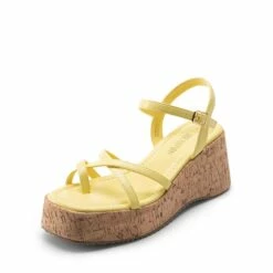 Platform Cork Wedge Sandals YELLOW -DREAM PAIRS Sales 0929 YELLOW1