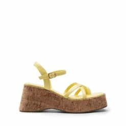 Platform Cork Wedge Sandals YELLOW -DREAM PAIRS Sales 0929 YELLOW2