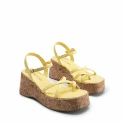 Platform Cork Wedge Sandals YELLOW -DREAM PAIRS Sales 0929 YELLOW4