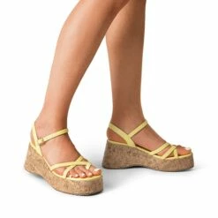 Platform Cork Wedge Sandals YELLOW -DREAM PAIRS Sales 0929 YELLOW6