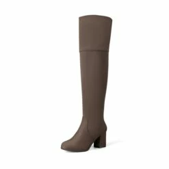 Block Heel Suede Over The Knee Boots KHAKI -DREAM PAIRS Sales 0931 KHAKI 1