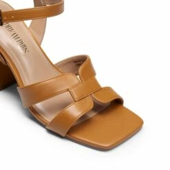 Ankle Strap Chic Block Heel Sandals TAN