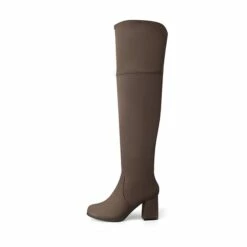 Block Heel Suede Over The Knee Boots KHAKI -DREAM PAIRS Sales 0932 KHAKI 2
