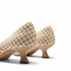 Comfortable Dressy Bow Pumps BEIGE GRID -DREAM PAIRS Sales 0933 BEIGE GRID 4