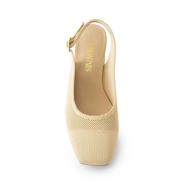 Slingback Knitted Square Toe Pumps APRICOT 8 Slingback Knitted Square Toe Pumps APRICOT - Image 6