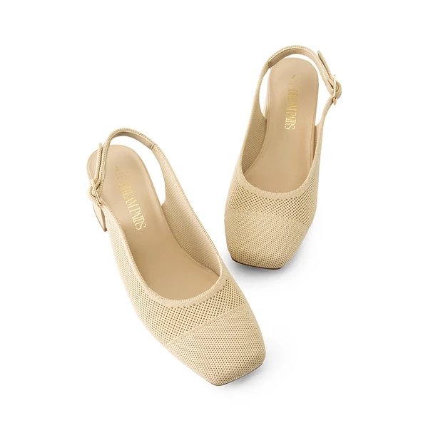 Slingback Knitted Square Toe Pumps APRICOT 6 Slingback Knitted Square Toe Pumps APRICOT - Image 4