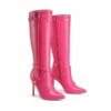 Studded Cross-over Strap Stiletto Heel Boots HOT PINK 1 Studded Cross-over Strap Stiletto Heel Boots HOT PINK -DREAM PAIRS Sales 0936 hot pink2
