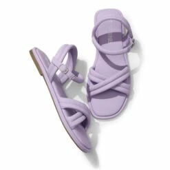 [Wonder Cloud] Gaia Square Toe Quilted Flat Sandals PURPLE -DREAM PAIRS Sales 0937 PURPLE 3
