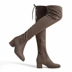 Laurence Chunky Heel Thigh High Boots KHAKI -DREAM PAIRS Sales 0940 KHAKI 1