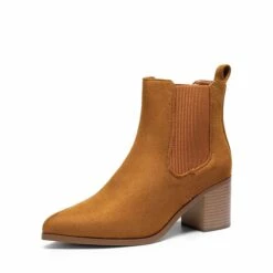 Pointed Toe Chelsea Ankle Boots TAN-SUEDE -DREAM PAIRS Sales 0941 TAN SUEDE 1