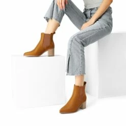 Pointed Toe Chelsea Ankle Boots TAN-SUEDE -DREAM PAIRS Sales 0941 TAN SUEDE 8